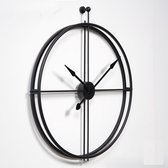 LW Collection XL wandklok zwart 80cm - grote industriële wandklok - Moderne wandklok - Wandklok industrieel stil uurwerk