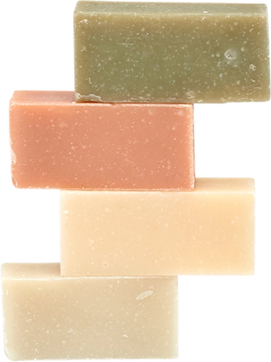 Blokzeep - Natuurlijke scheerzeep – Scheerzeep Bar - Starter Pack - 4 geuren - Cadeau