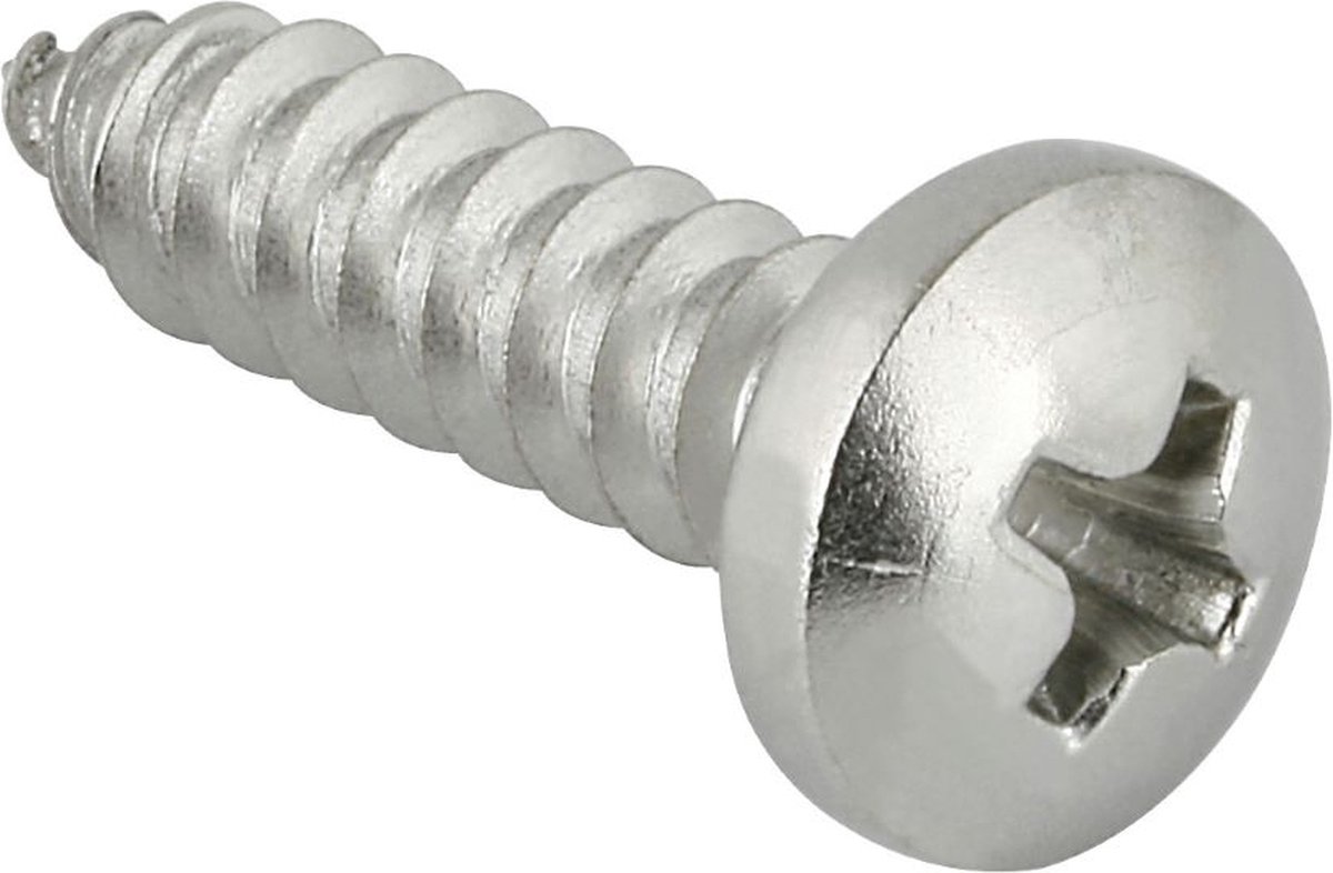 Plaat-schroef cilinderkop3.5 x 19mm. Lang. pozidrive-2. verzinkt. 20 stuks hout-schroeven.Homefix.
