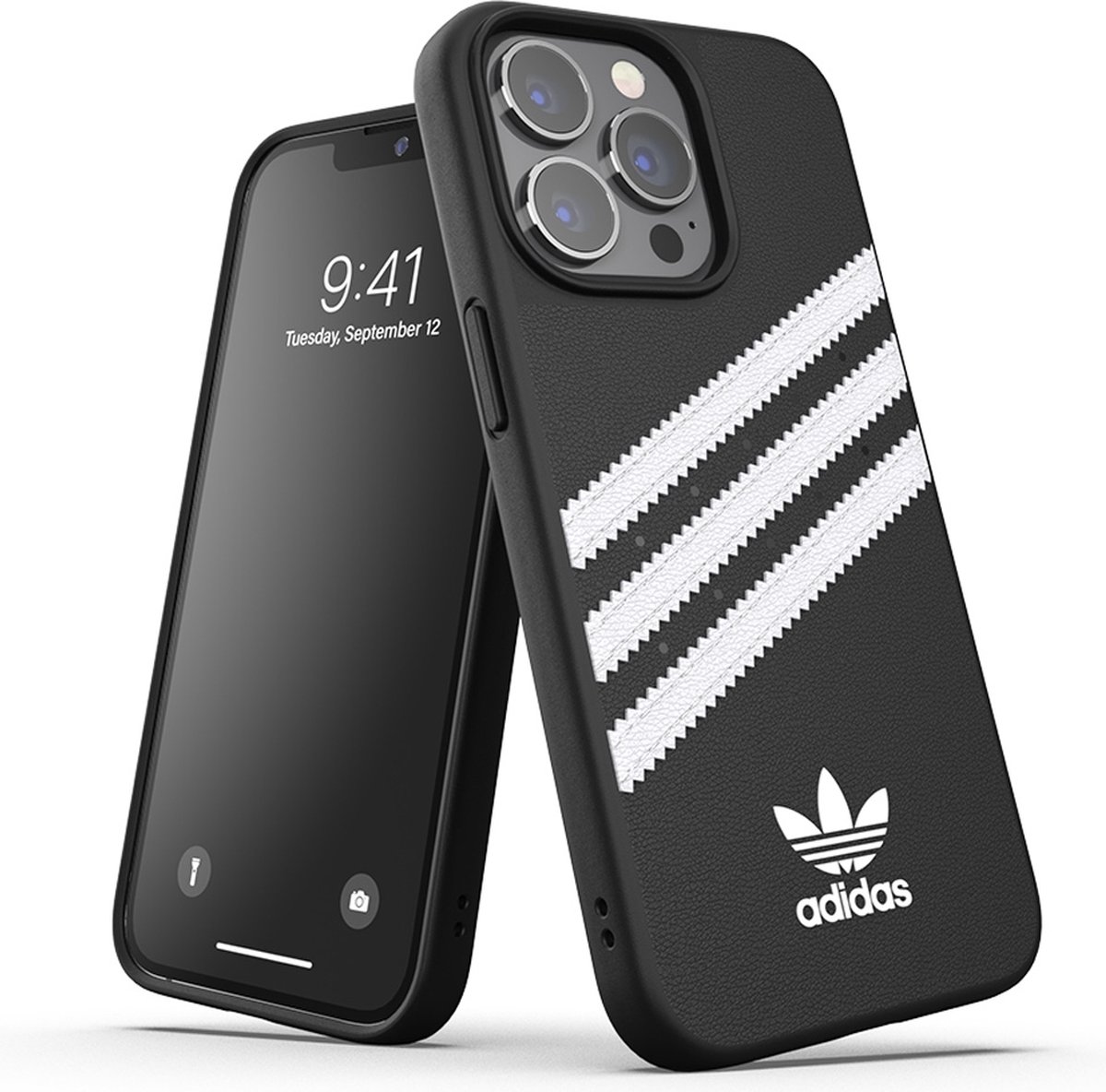 adidas Moulded Case PU hoesje geschikt voor iPhone 13 & iPhone 13 Pro - Zwart