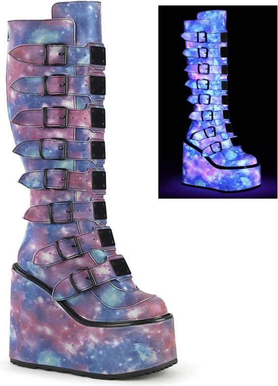 Demonia Platform Bottes femmes -36 Shoes- SWING-815 US 6 Violet/ Blauw