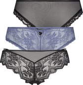 Hunkemöller Dames Lingerie 3-pack Anna Brasilian  - Zwart - maat S