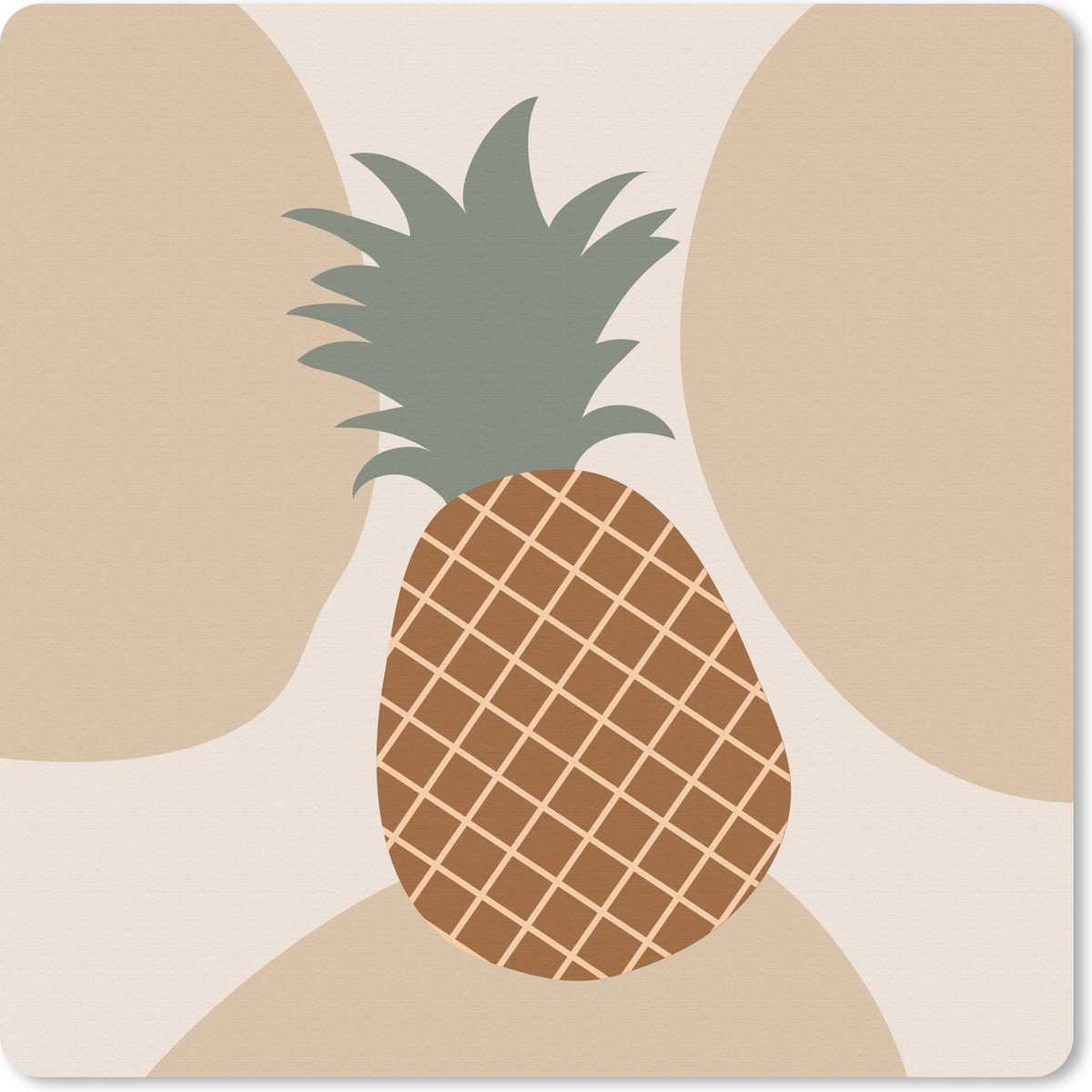 Muismat 30x30 cm - Mousepad Fruit - Pastel - Ananas - Zomer - Muismatten