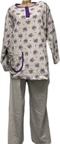 Dames pyjamaset flanel met bloemenprint XXL grijs/paars