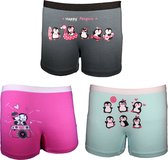 VANILLA – Meisjesondergoed, meisjes boxershorts – 3 pack - Egyptisch katoen – Roze/Blauw/Grijs – 10 t/m 12 jaar – SH4580