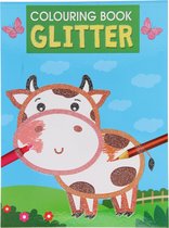 Glitter Kleurblok "Koe" 12 Kleurplaten