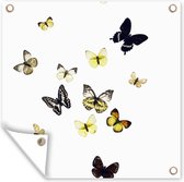 Tuinposters Vlinders op witte achtergrond - 50x50 cm - Tuindoek - Buitenposter