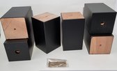 Set van 6 stuks houten meubelpoten Zwart beuken 12 cm hoogte 7x7 cm met schroeven Boxspring bedden banken