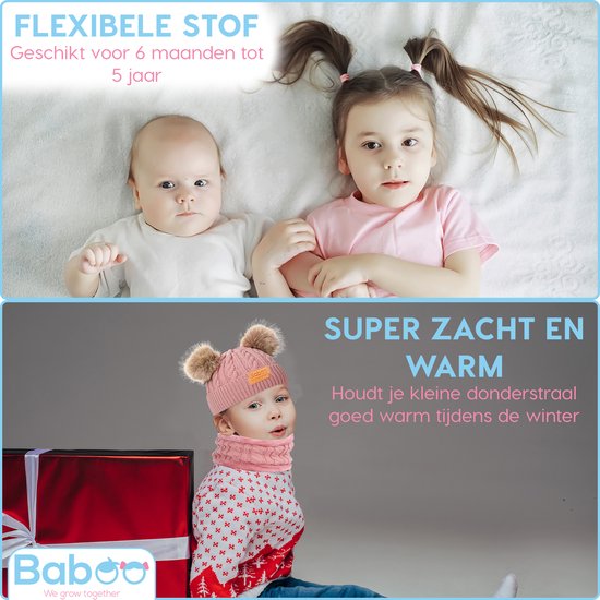Baboo Baby Muts & Sjaal - Baby Kleding Jongens en Meisjes - Winter Kinderkleding - 0 tot 2 Jaar - Onesize - Wit