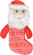 Xmas pluche kerstman sok Meerkleurig 30x17,5x6cm