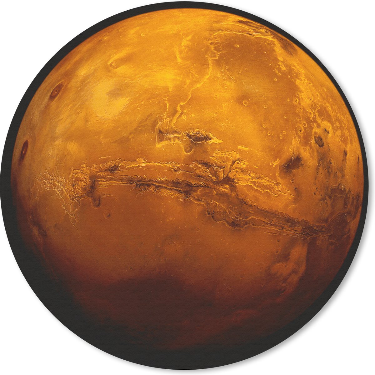 Muismat rond 50x50 cm - Mousepad De rode planeet Mars in een donkere hemel - Ronde muismatten