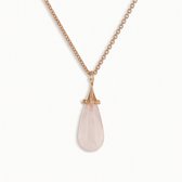 Drop Ketting – Rose Goud Vergulde Sterling Zilver 925 – Rozenkwarts Ketting – Rose Quartz – valentijnscadeau voor haar