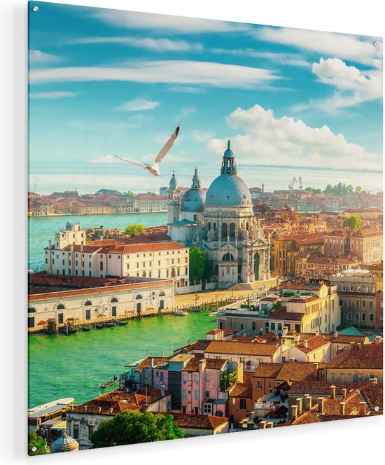 Artaza Glasschilderij - Venetië Stad vanuit Boven - Plexiglas Schilderij - Foto op Glas