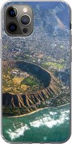 Geschikt voor iPhone 13 Pro hoesje - Een luchtfoto van Honolulu en een uitgestorven krater op Hawaii - Siliconen Telefoonhoesje