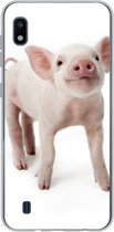 Geschikt voor Samsung Galaxy A10 hoesje - Varken - Dieren - Wit - Siliconen Telefoonhoesje