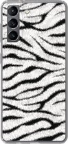 Geschikt voor Samsung Galaxy S21 hoesje - Dierenprint - Zebra - Wit - Siliconen Telefoonhoesje