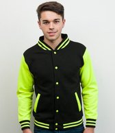 AWDis Unisex Electric Varsity Jacket neon geel/zwart maat XS