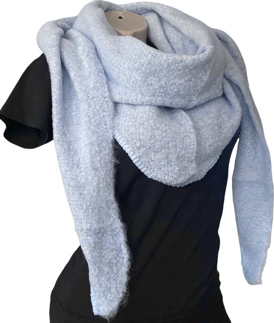 Warme Driehoekige Sjaal - Gemêleerd - Blauwgrijs - 130 x 60cm (948812#)