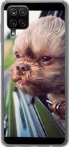 Geschikt voor Samsung Galaxy A12 hoesje - Hond - Auto - Dier - Siliconen Telefoonhoesje