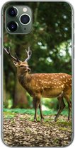 Geschikt voor iPhone 11 Pro Max hoesje - Hert - Bos - Dier - Siliconen Telefoonhoesje
