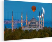 Artaza Glasschilderij - Sultan Ahmetmoskee In Istanbul - 120x80 - Groot - Plexiglas Schilderij - Foto op Glas