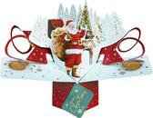 3D Pop-up Wenskaart met envelop - Merry Christmas - Santa with Sleigh and Reindeer