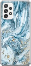 Samsung A52s hoesje siliconen - Marble sea | Samsung Galaxy A52s case | blauw | TPU backcover transparant