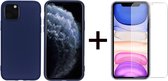 iParadise iPhone 11 Pro Max hoesje donker blauw siliconen case - 1x iPhone 11 Pro Max Screenprotector Screen Protector