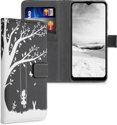 kwmobile telefoonhoesje voor Motorola Moto G30 / Moto G20 / Moto G10 - Backcover voor smartphone - Hoesje met pasjeshouder in wit / zwart - Schommel design