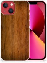 Smartphone hoesje Geschikt voor iPhone 13 Leuk Case Super als Vaderdag Cadeaus Donker Hout