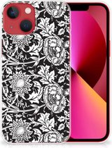 Telefoon Hoesje Geschikt voor iPhone 13 Mobiel Case Zwart Bloemen
