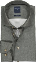 Profuomo Originale slim fit overhemd - poplin - donker groen tweed print - Strijkvriendelijk - Boordmaat: 44