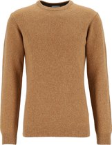 Profuomo heren trui wolmengsel - slim fit met O-hals - camel melange -  Maat: XXL