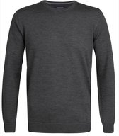 Profuomo Originale slim fit trui wol - heren pullover O-hals - antraciet grijs -  Maat: L