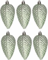 12x Kerst groene glitter dennenappels kerstballen 8 cm Onbreekbare plastic kersthangers- Kerstboomversiering kerst groen