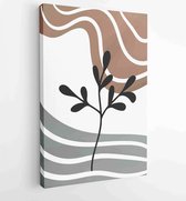 Botanische muur kunst vector achtergrond instellen. Gebladerte lijntekening met aquarel 3 - Moderne schilderijen – Verticaal – 1904693047 - 80*60 Vertical