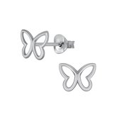 Joy|S - Zilveren vlinder oorbellen - 8 x 6 mm