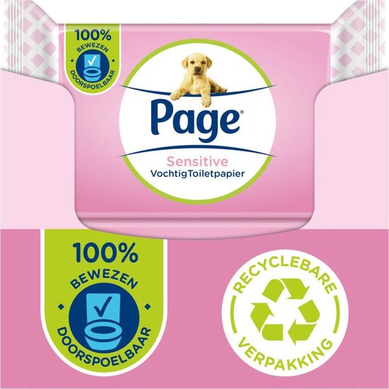 Page vochtig toiletpapier - 12 x 38 stuks - Sensitive vochtig wc papier - voordeelverpakking