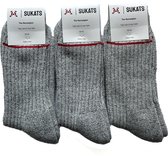 Sukats® The Norwegians - 3 Paar - Noorse Sokken - Maat 39-42 - Grijs - Dames en Heren - Warme sokken - Winter sokken - Wollen sokken