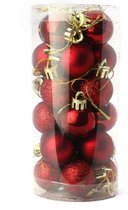 Kerstballenset 24 stuks - 2.5cm -BordeauxRood