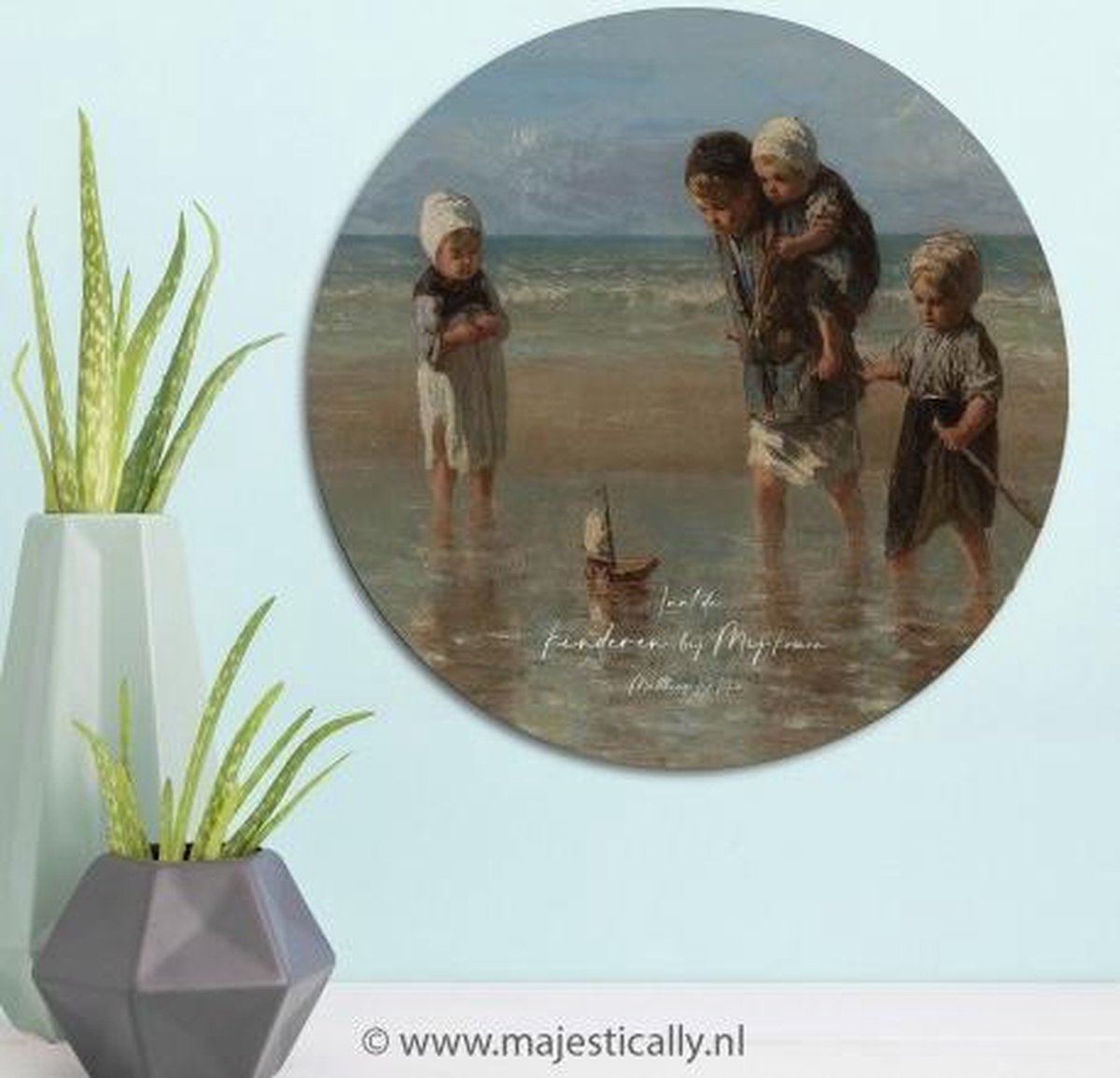 Muurdecoratie - Muurcirkel - Rond - Kinderen - Kinderen der zee - 30cm - Christelijk - Bijbel - Geloof - Majestically