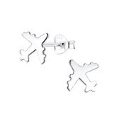 Joy|S - Zilveren vliegtuig oorbellen - 10 mm - egaal