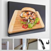 Onlinecanvas - Schilderij - Broodje Kebab Doner Kebab Doner Art Horizontaal - Multicolor - 50 X 40 Cm