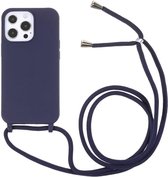 Apple iPhone 13 Pro Max Hoesje Back Cover Flexibel TPU met Koord Navy