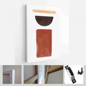 Een trendy set van abstracte oranje handgeschilderde illustraties voor briefkaart, social media banner, brochure omslagontwerp of wanddecoratie achtergrond - moderne kunst canvas -