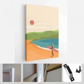 Abstracte kleurrijke landschap poster collectie. Set hedendaagse kunst strandafdruksjablonen - Modern Art Canvas - Verticaal - 1902247936