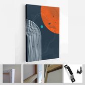 Abstracte nacht als achtergrond op Mars. Set van abstracte zwarte handgeschilderde illustraties voor briefkaart, Social Media Banner, Brochure Cover Design of wanddecoratie achterg