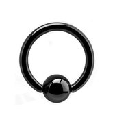 Zwarte Titanium 8 mm Ball closure ring 1,2. RH-Jewelry