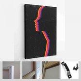 Vrouw Gezicht Silhouet Vintage Kleuren Abstracte Kunst, Grunge Textuur - Moderne Kunst Canvas - Verticaal - 1395550823