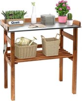 Oppottafel - Verpottafel - Tuinwerktafel - Kweektafel - Werktafel met Verzinkt Werkblad - Stevig Kieferhout - 80x87cm
